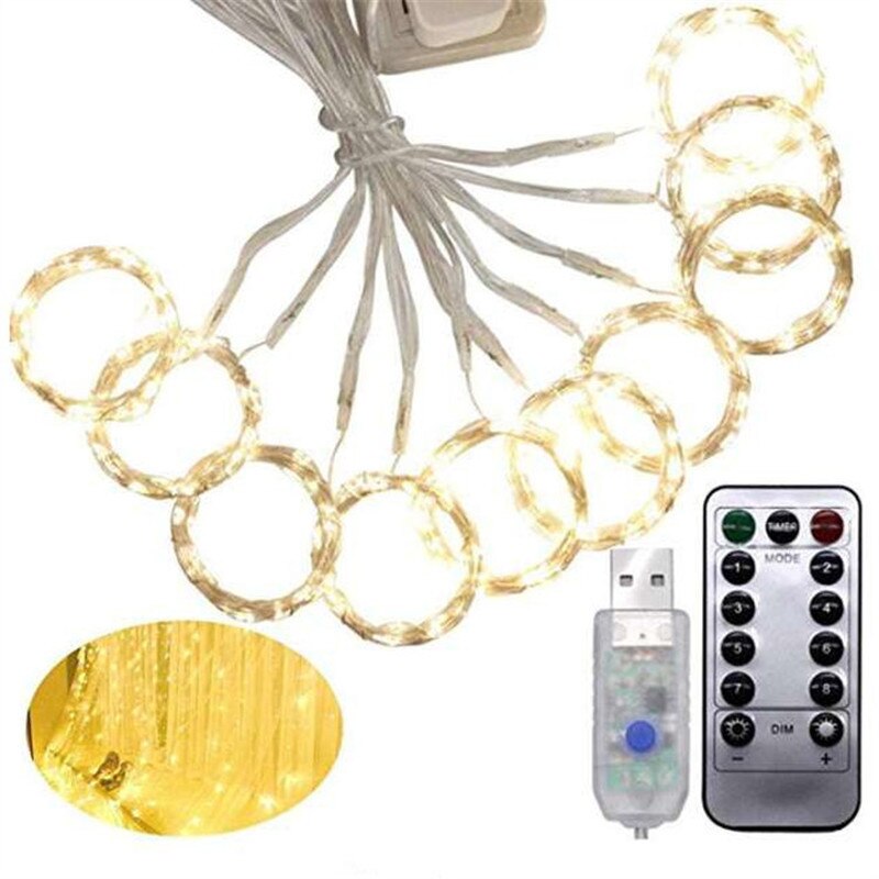 3x 2/3X3M Led Fairy Lights Garland Gordijn Lamp Afstandsbediening Usb Lichtslingers Kerstversiering voor Thuis Slaapkamer Venster