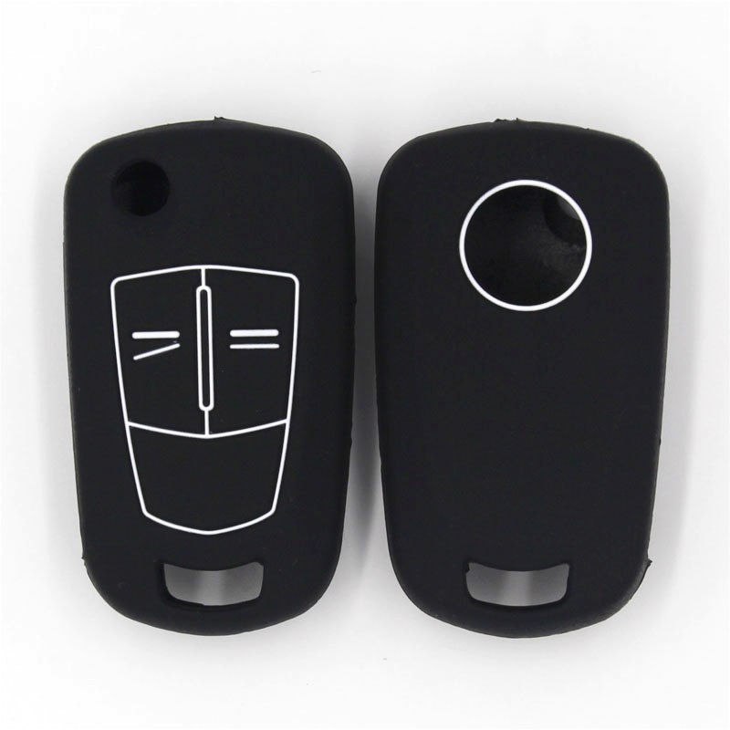 Siliconen 3 Knop Afstandsbediening Sleutel Autosleutel Siliconen Case Voor Opel Astra H Corsa D Badge Embleem Meriva Vauxhall Voor opel Corsa: Black