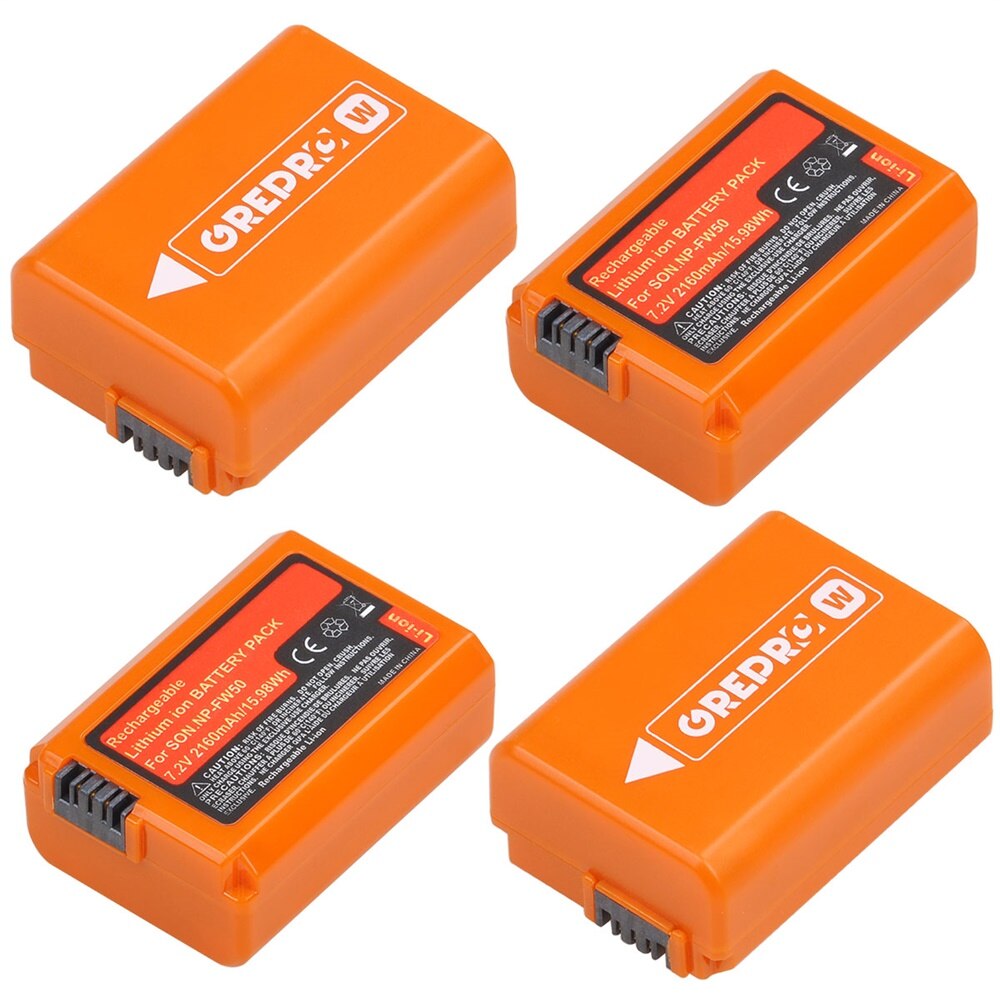 Oranssi np -fw50 np fw50 akku  (2160 mah) sony alpha  a6500 a6300 a6000 a5000 a3000 nex -3 a7 a7ii a7 rii  a7 sii  a7s a7 s 2 a7r a7r: 4x akkua