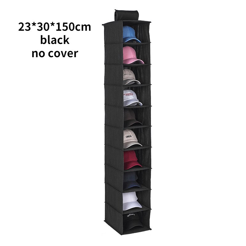 Hanging Closet Shoe Organizer Non woven Storage Bag Clothes Hats Underwear Handbag Storage Rack Holder Closet Space Saving Shelf: C-black-no cover