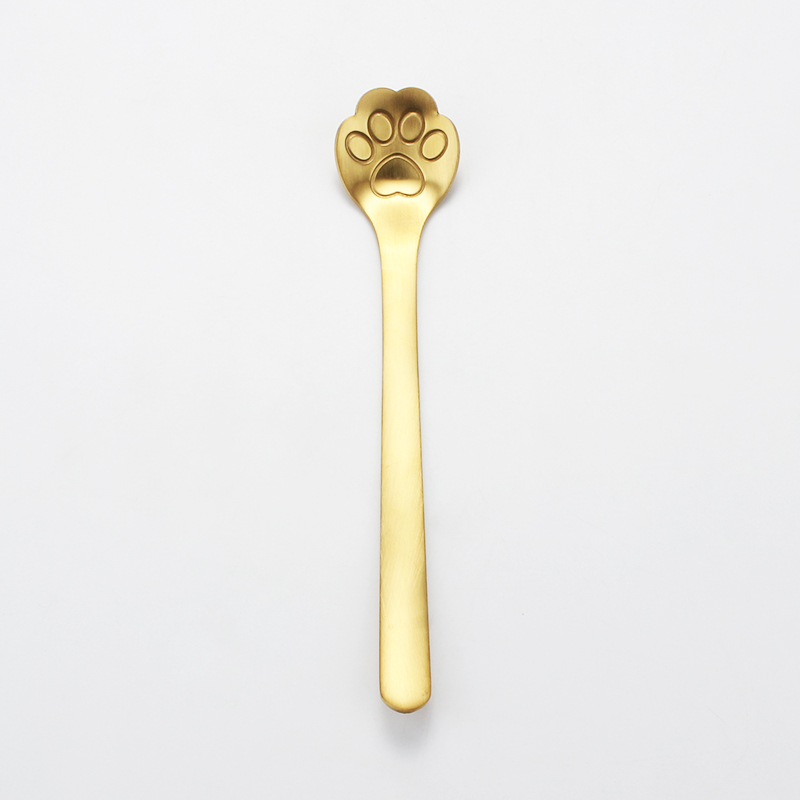Cuillère à thé café à remuer en acier inoxydable cuillère à Dessert griffe de chien de chat accessoires à café couverts outils pour boire: cat claw gold