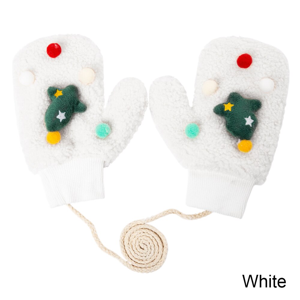 Molixinyu inverno bebê luvas para meninas e meninos bonito dos desenhos animados crianças luvas engrossar luvas quentes de malha algodão crianças luvas: white