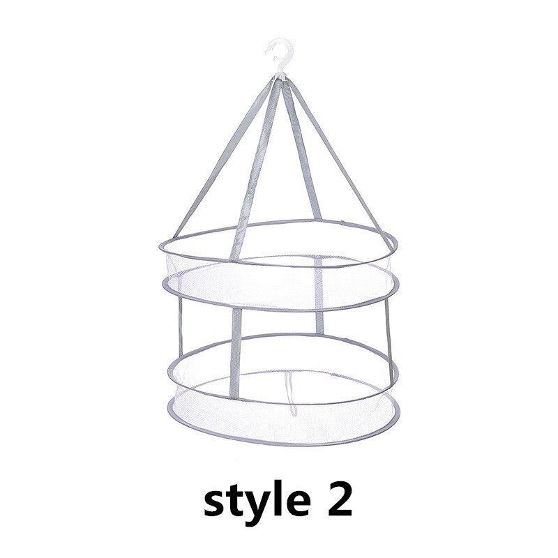 1/2/3 Layer Folding Clothes Drying Rack Hanging Clothing Basket Dryer Toys Socks Drying Net Solid Mesh Laundry Basket Household: style 2