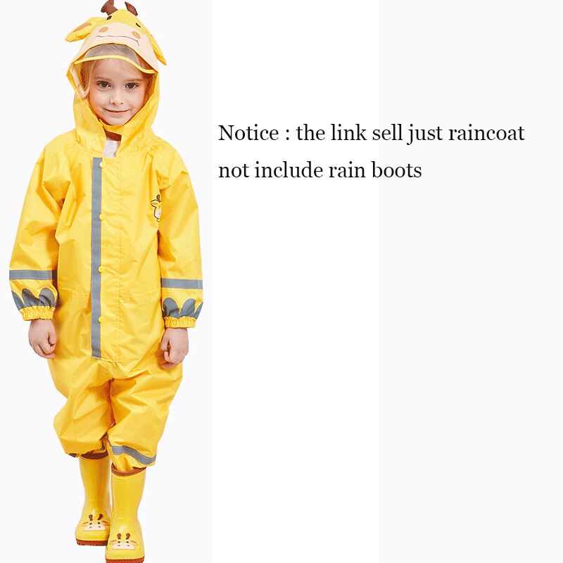 Chubasquero para niños de 3 a 10 años, Mono para niños y niñas con capucha, ropa de lluvia para bebés de dibujos animados de una pieza y pantalones reflectantes de seguridad: yellow / S
