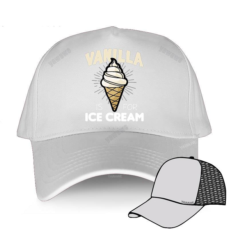 cotton unisex Adjustable Baseball Cap VANILLA ICE CREAM Man Women Summer Hat: white mesh