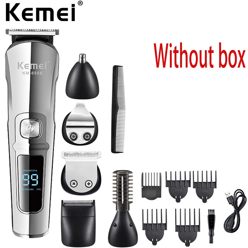 Kemei Hair Trimmer Waterproof 6 in 1 Hair Clipper Electric Hair Cutting Machine Beard trimer Body Men Haircut: Without box