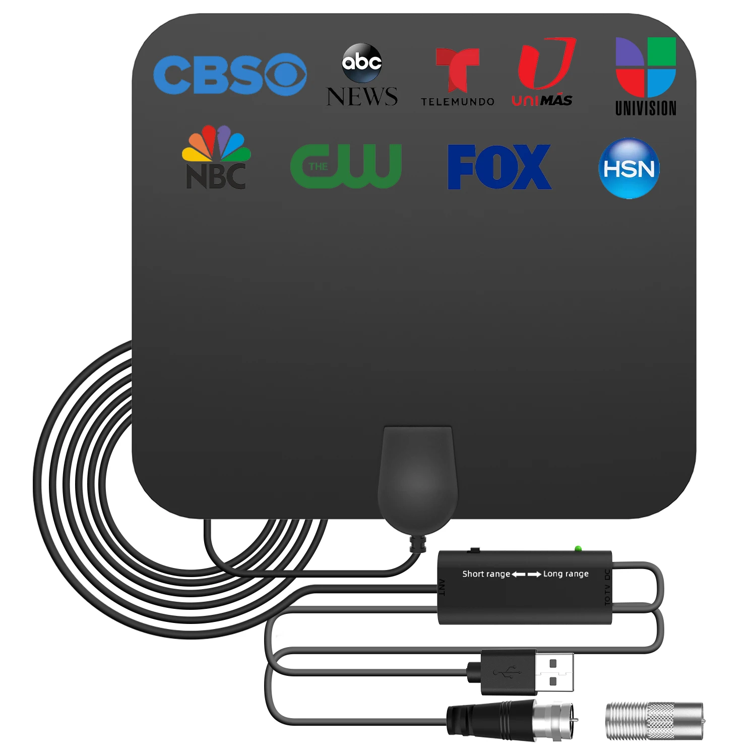 Antena de TV interior plana 4K, amplificador aéreo Digital HD para interiores, antena HDTV de 3600 millas, captura de señal de refuerzo alta para TV universal: Default Title