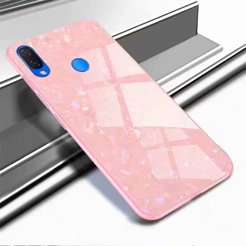SemgCeKen Hard marmer gehard glas case voor huawei honor 8x max 8c 9 view note 10 v10 luxe beschermende telefoon hard terug coque: For honor 8X MAX / pink