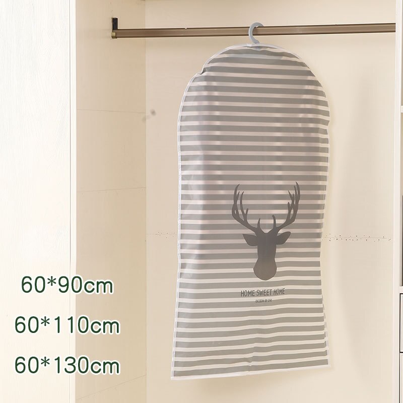 Funda gruesa antipolvo para armario, organizador de almacenamiento, para abrigo, ropa, para colgar, a prueba de polvo: striped deer / 60x110cm