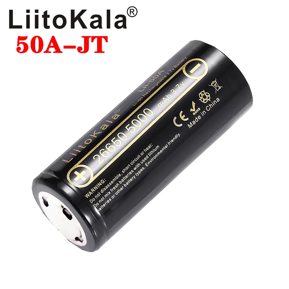 LiitoKala Lii-50A puntiagudo 3,7 V 26650 5000mA baterías recargables descargador 26650-50A 20A batería de alimentación para linterna herramientas electrónicas