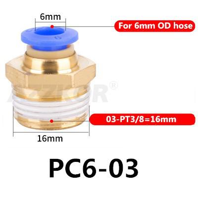 5 kpl pc pneumaattinen letkuliitin ilmakompressorin osat suora työntöpaineilmaliitin 1/2 " 1/4 " 3/8 " 1/8 " m5 uros -4 6 8 10 12: Pc6-03