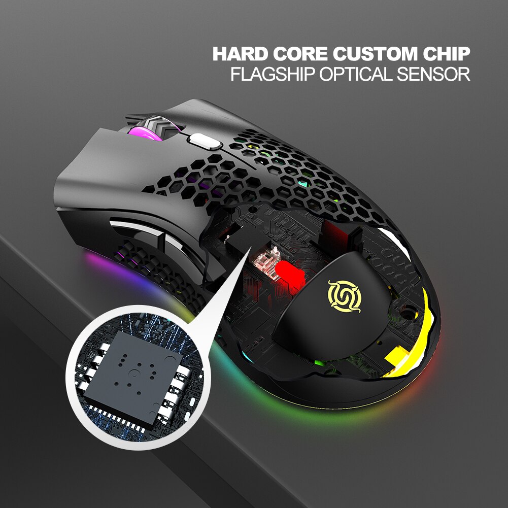 ALLOYSEED BM600 2,4 GHz Drahtlose Maus 2400DPI Einstellbare RGB hinterleuchtet Waben USB Optische Spielen Maus Gamer Mäbenutzen Für Laptop PC