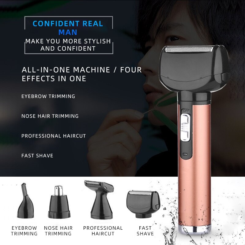 4 in 1 Multifunction Hair Remover Shaver Trimmer Kit for men Facial Leg Eyebrow Electric Epilator