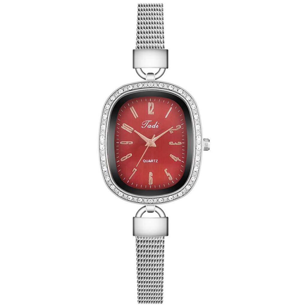 Reloj de pulsera con correa de malla plateada para Mujer, pulsera con esfera de diamante,: XR4610SLRD