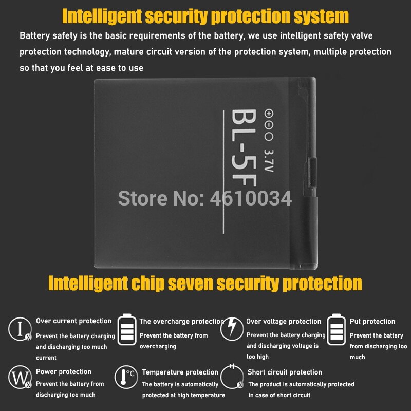950mAh BL 5F BL-5F Battery For Nokia N95 N96 N98 N99 N72 N78 N93i 6290 E65 6290 6210S/N 6710N N95 C5-01 E65 X5 Battery BL5F