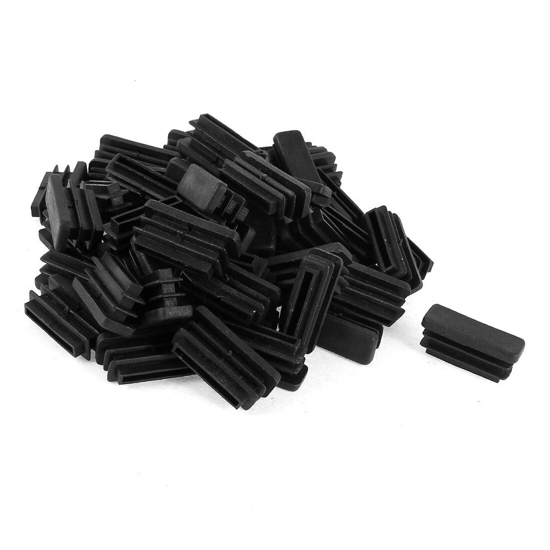 Plastic Rectangle Plug Furniture Tubing Protectors 10mm x 30mm 50 Pcs