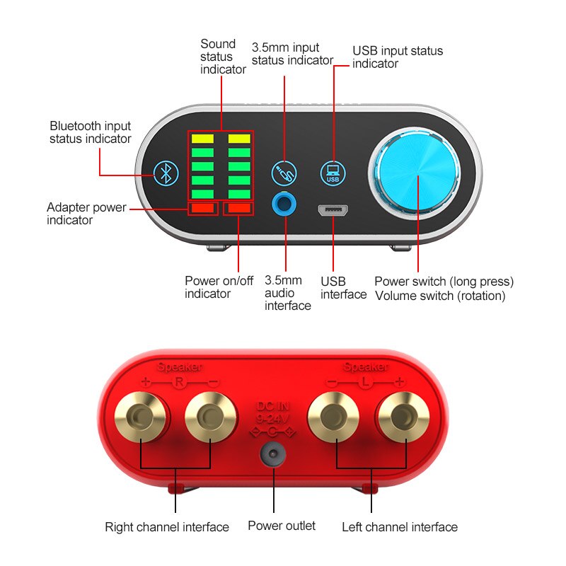 Bluetooth 5.0 Digitale Versterker Klasse D Hifi Versterker 50W + 50W Ondersteuning Bluetooth Bedrade Usb Ingang