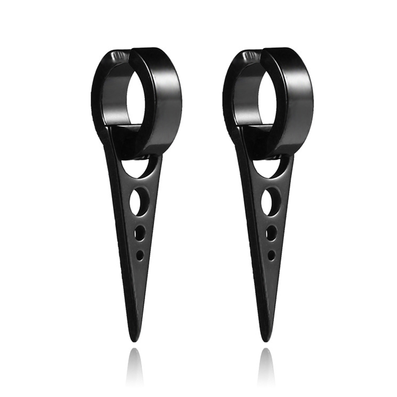 Pendientes colgantes en forma de triángulo para hombre y mujer, aretes de acero inoxidable, Piercing, joyería gótica, 2 unidades: Estampado en caliente