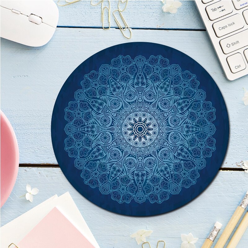 Computer Mat Mouse Pad Rubber Thickening Non-slip Pattern Round Mouse Pad Art Mice Mat For Computer Laptop
