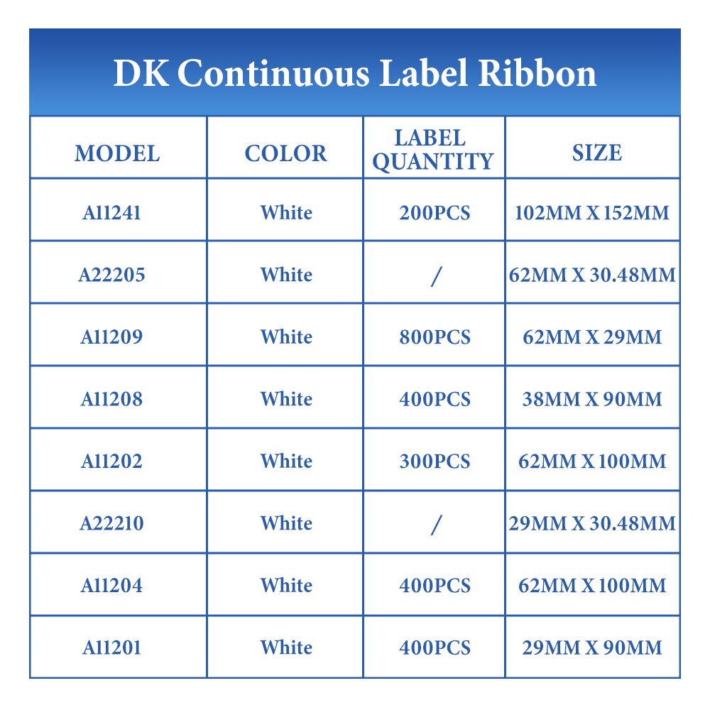 1 Roll for Brother DK-11241 DK-22205 DK-11209 DK-11208 DK-11202 DK-22210 DK-11204 DK-11201 Roll Paper