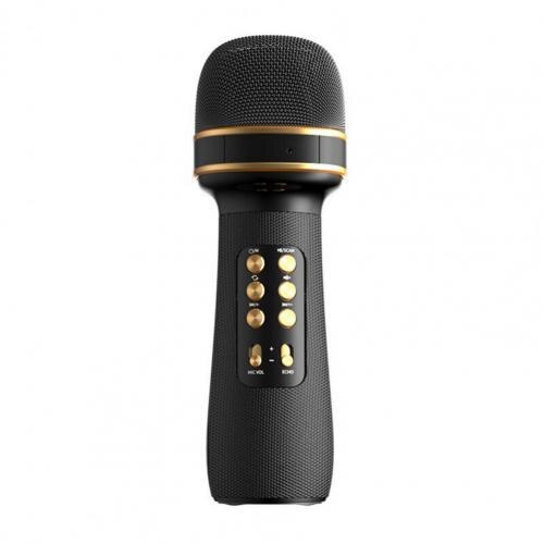 Ws -898 bluetooth håndholdt mikrofon trådløs karaoke dobbelt højttaler kondensator mikrofon afspiller synger til ios android smart tv: Sort