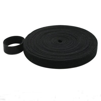 Bande velcro auto-adhésive, 5 mètres/rouleau, 10mm, attaches solides réutilisables, boucles de câble, ruban magique, accessoires de bricolage: black