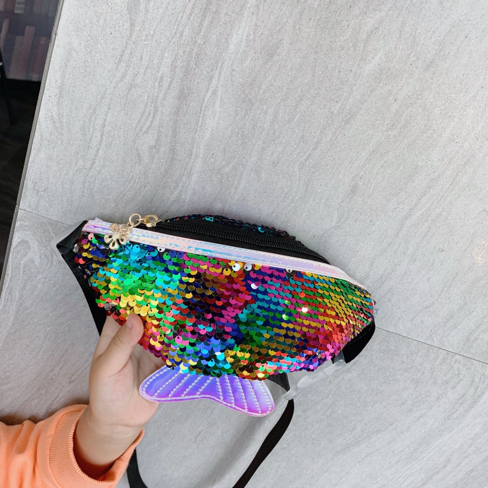 Bolso de cintura con lentejuelas para niños y niñas, bolsa de pecho de un solo hombro con sirena brillante, monedero móvil, novedad de