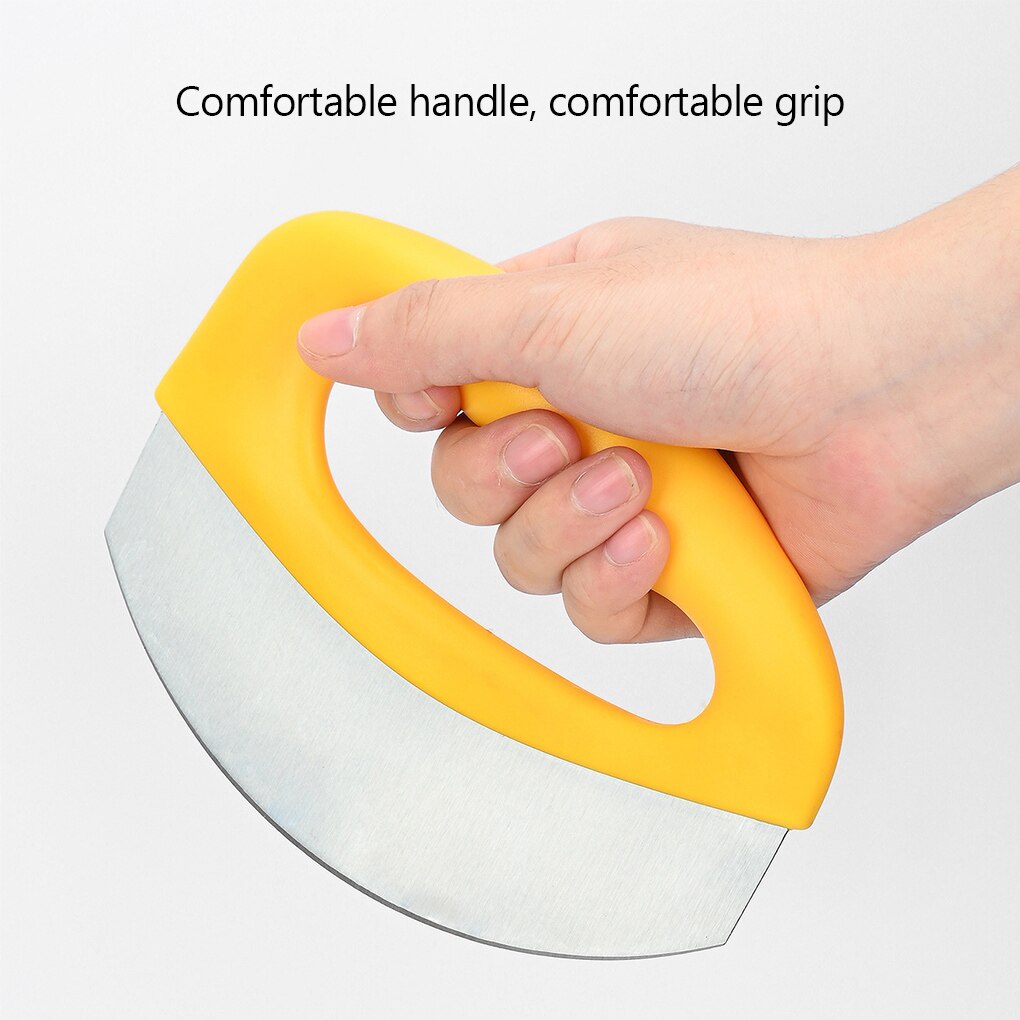 Mezzaluna Cutter Rocker Knife Herb Mincing Knife Single Sharp Blade with Cover Sheath Chop Pizza Vegetables Slicer Chopper