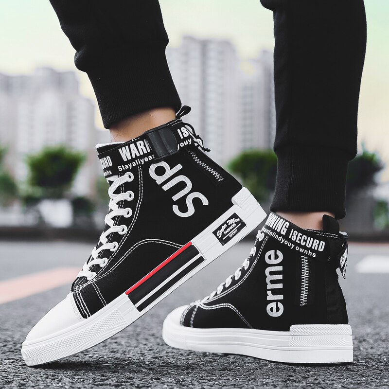 Heren hoge enkel canvas schoenen, skateboardschoenen, sneakers, witte sneaker, maat 39-44