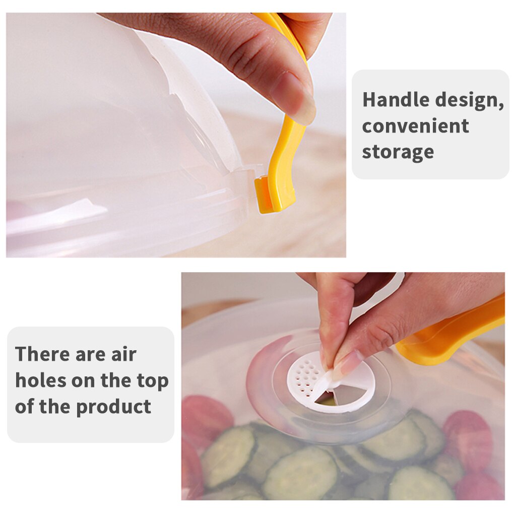 1pcs Food Cover Microwave Oven Dish Cover Plate PP Cover Transparent Food Cover Anti-splash Cap With Color Random Handle 29x10cm