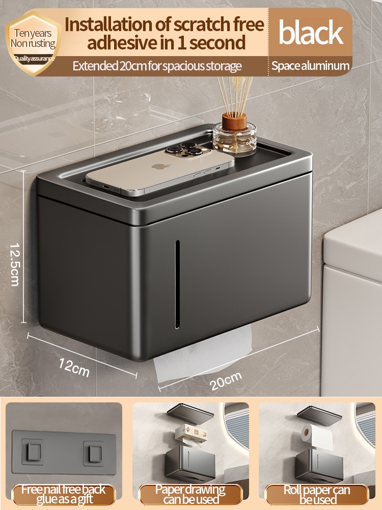 Toilet Tissue Box Wall Mounted Toilet Paper Dispenser Box Bathroom Storage Rack: Yellow