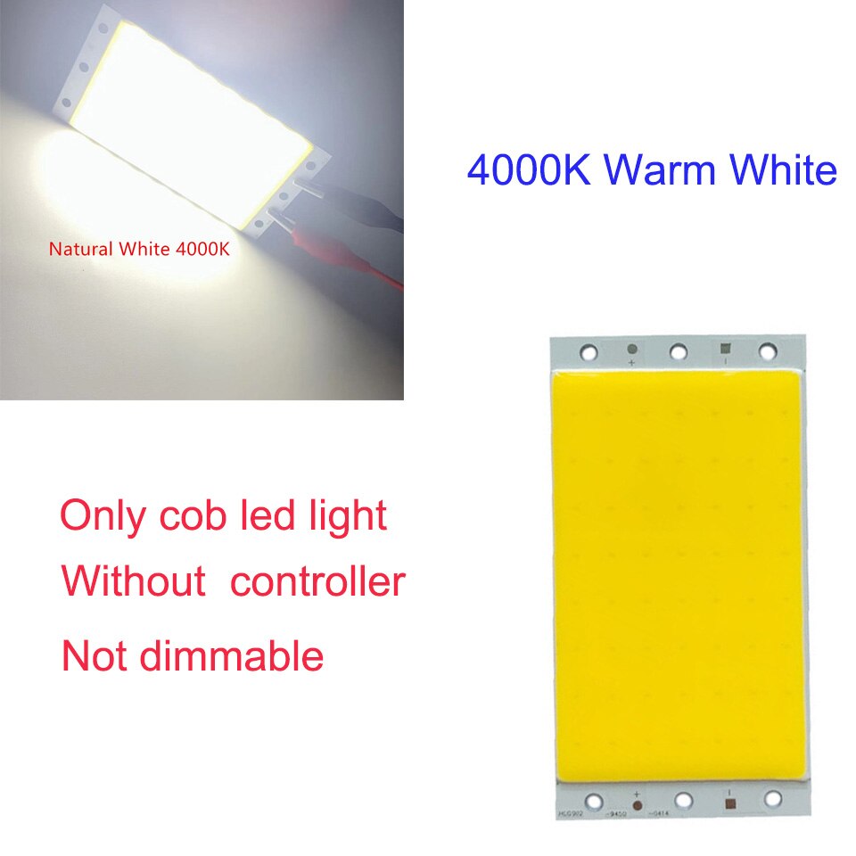Panneau lumineux LED 12V 15W COB avec contrôleur de gradation 1500lm, 2 pièces/lot, ampoule blanche froide naturelle chaude pour la décoration de travail de bricolage: 4000k