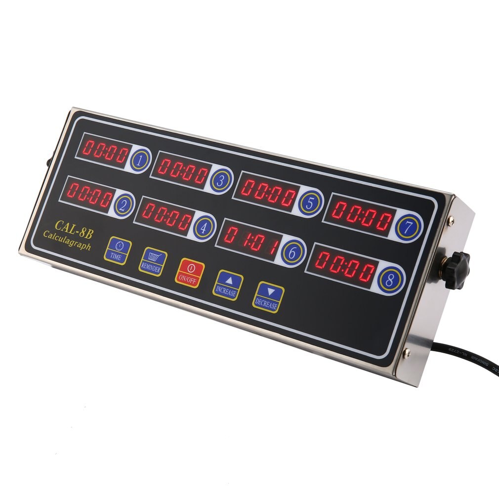 1PC Portable Calculagraph 8 Channel Digital Timer Kitchen Cooking Timing LCD Display Clock Shaking Reminder 220V