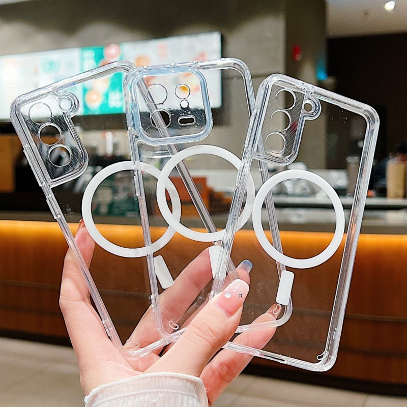 Trasparente per Magsafe Custodia per Xiaomi Mi 15 14 13 pro ultra 13T 14T Redmi Nota 13 14 4G 5G coperchio rigida antiurto magnetica