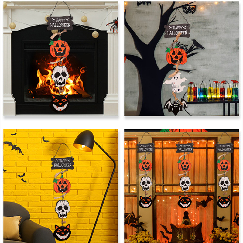 Halloween trædekorationer græskar flagermus skelet spøgelsesvedhæng hængende ornament vægdekoration gyser rekvisitter halloween festdekoration