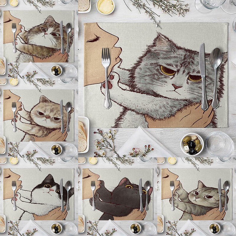 European style cute cat table mat cat style heat-proof mat placemat plate and bowl mat pot mat heat-proof mat