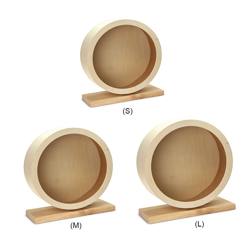 Natural Wood Silent Running Toy Hamster Roller Wheel Exercise Cage Small Pet Sports Wheel Pet Toy for Hamsters Mice