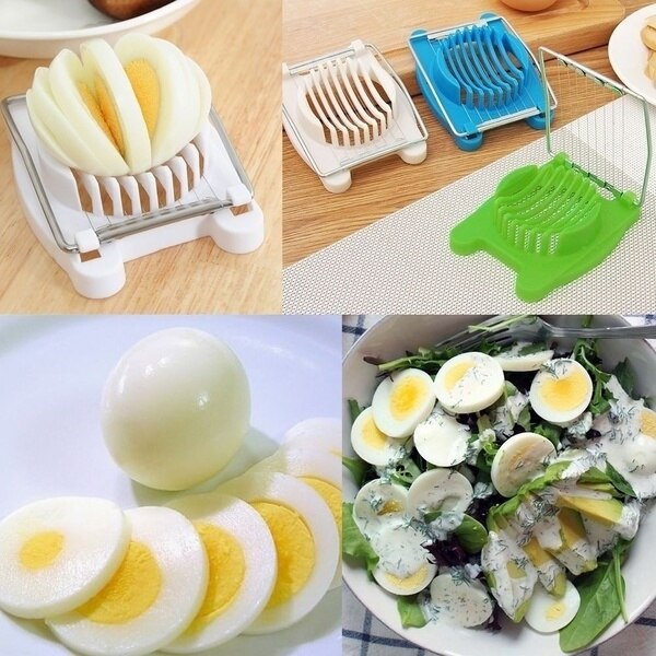 Stainless Steel Metal Boiled Egg Slicer Section Cut Cutter Mushroom Kitchen Chop Color Random