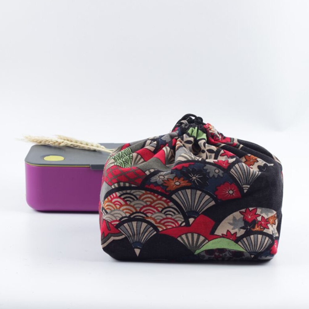 Voedsel Opslag Lunch Tas Picknick Thermisch Geïsoleerd Bento Pouch Japanse Stijl Doek School Gedrukt Kantoor Trekkoord Cooler Travel
