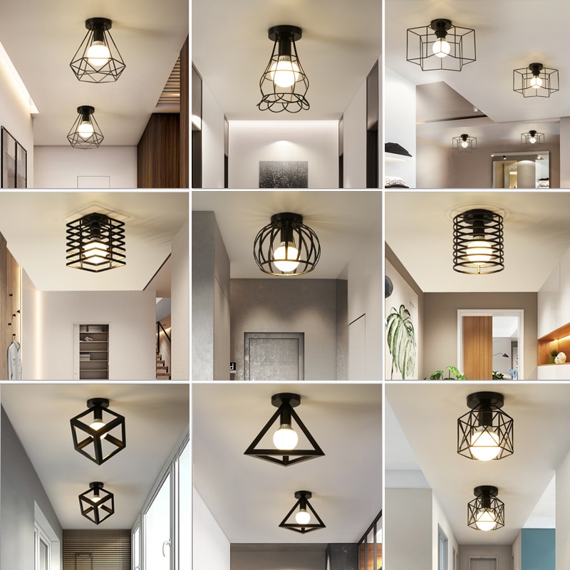 retro taklampe årgang taklampe koselig innredning til soverom korridor spisestue svart hems 110v 220v e27 stikkontakt