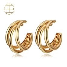 Klassieke Stijl Drie Layes Goud Zilver Kleur Metalen Oorringen Voor Vrouwen Dames Basic Sieraden Kleine Size Hoop Earring