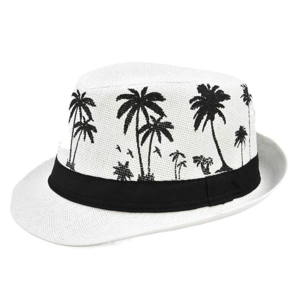 Coconut tree Beach Sun Hat Men Summer short brim Fedoras Panama Straw Jazz Hat Women Sunhat chapeau paille: 3