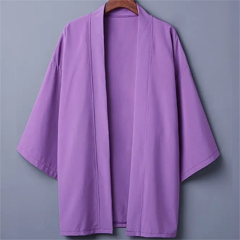 Summer Men Solid Color Kimono Cardigan Big Size 3XL Women Simple Haori Japanese Traditional Costume 6 colors Yukata Kimono Coat
