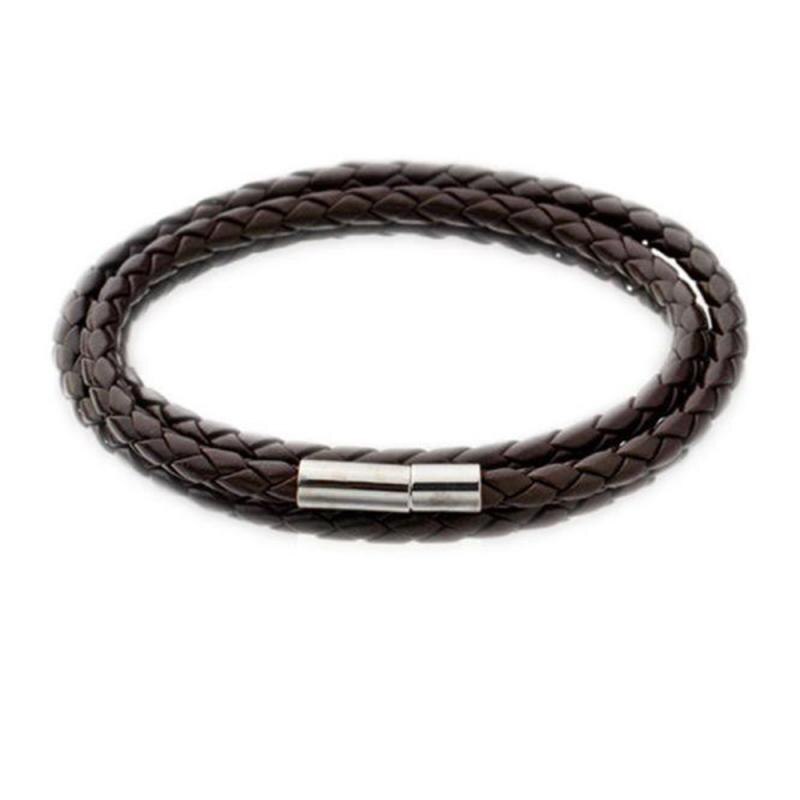 Lederen Armbanden Polsband Voor Mannen Mode Lederen Charme Armband Handgemaakte Ronde Touw: Brown