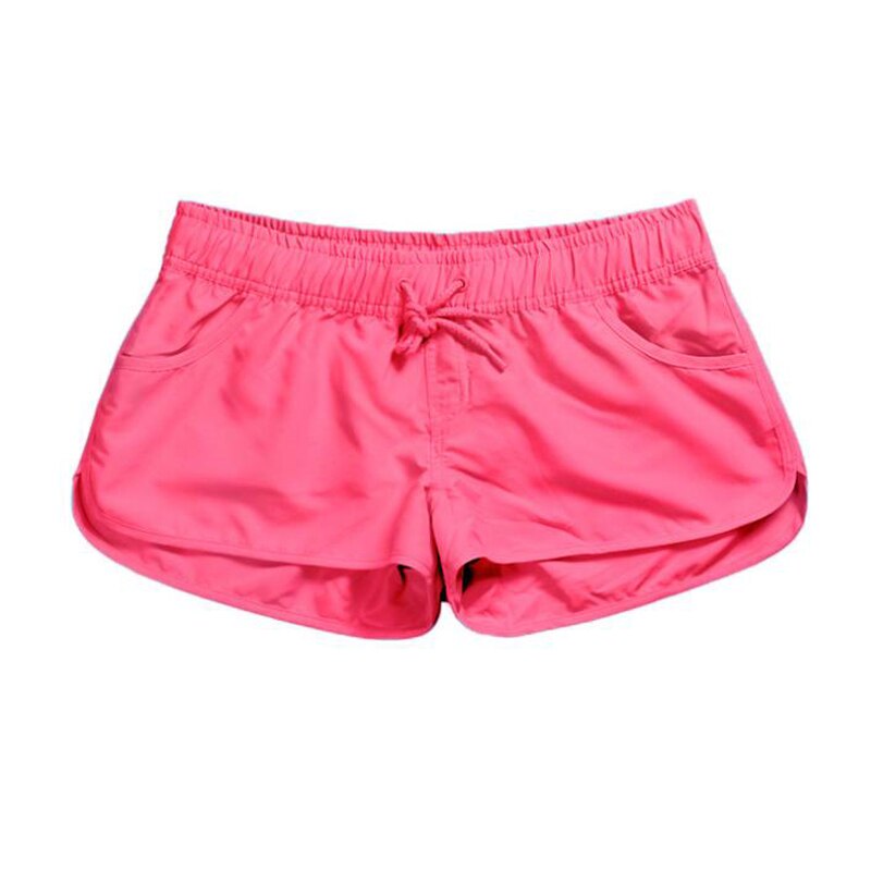 Casual Lace Up Elastic High Waist Shorts Female Knitting Loose Pocket Summer Women Shorts Bottom Sports Fitness: pink / S