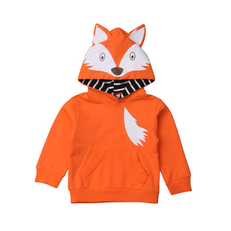Kleinkind Kinder Baby Jungen Mädchen T-shirt Herbst Lange Orange Fuchs Ohr Mit Kapuze Tops Sweatshirt Oberbekleidung Jungen Mädchen