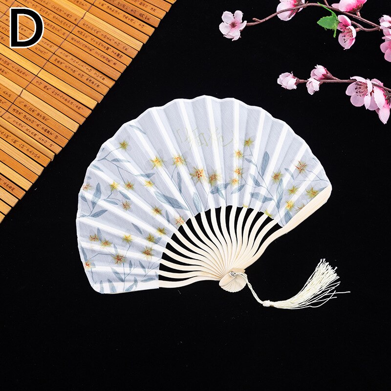 Chinese Classic Folding Fan Hand Held Fan Bamboo Paper Folding Fan Party Wedding Decor Vintage Portable Dance Folding Hand Fans: D