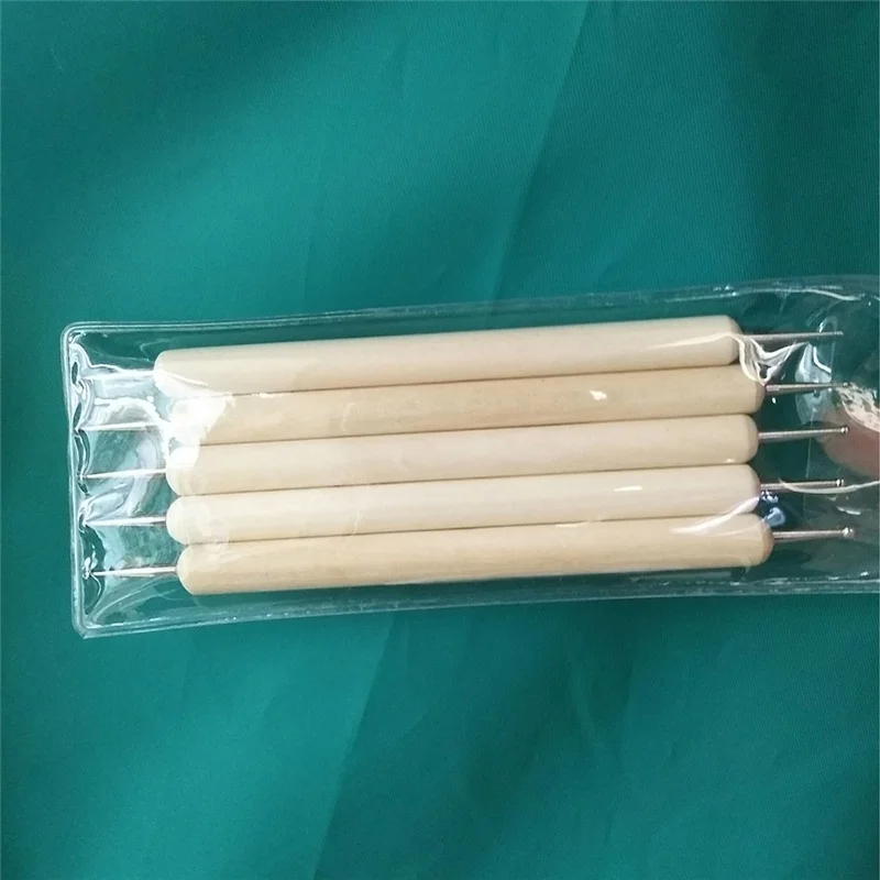 5pcs Wood and Stainless Steel Ball Stylus Polymer Clay Pottery Ceramics Sculpting Modeling Handmade Tools Set