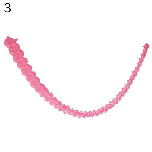 3 meter papir krans bunting banner streamers bursdag bryllupsfest hengende dekorasjon: Lyserosa
