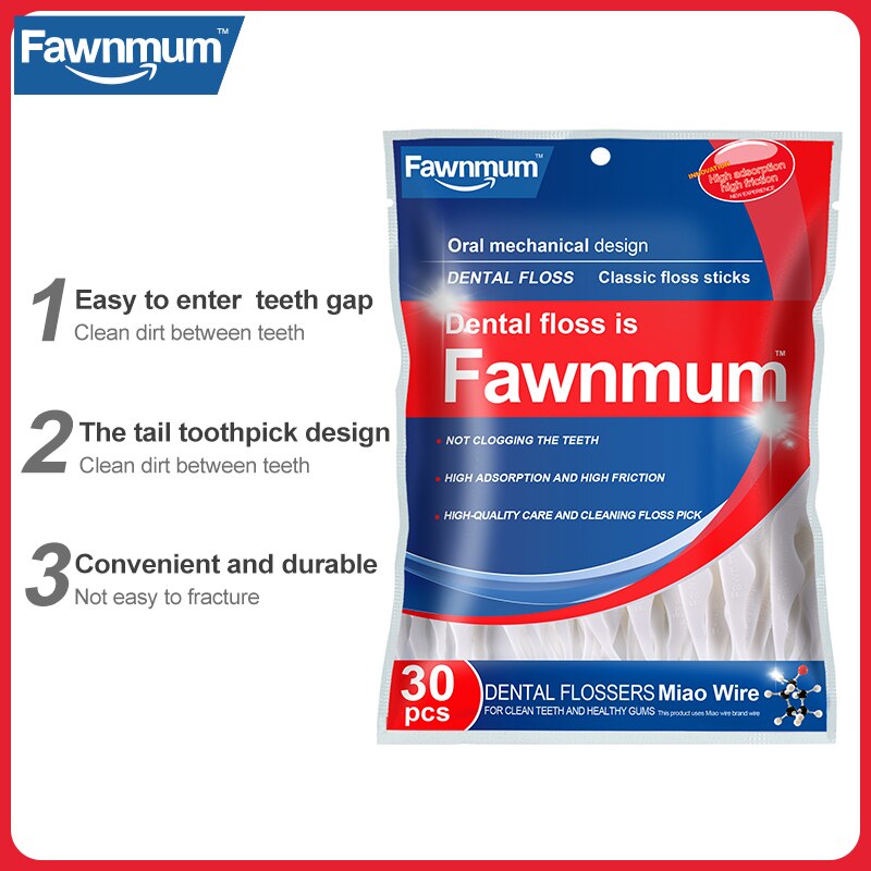 Fawnmama – cure-dents jetables 5x30 pièces/Lot, fil dentaire, brosse interdentaire, soins de nettoyage des gencives buccales